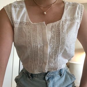 Mango sleeveless white top